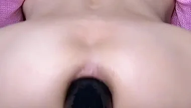 Young Femboy with Big Ass Rides a Big Dildo