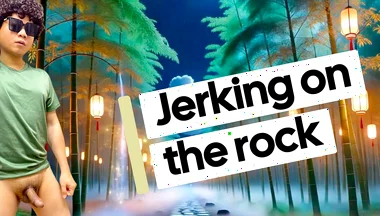 Lying in Rock Naked and Jerking off