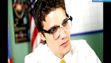 Eager Twink Adam Takes Krys Thick Cock in Classroom