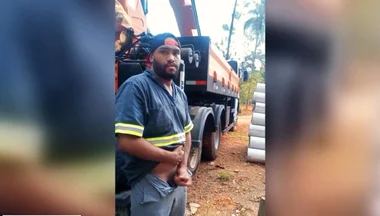 Worker Masturbating at the Construction Site Behind the Company Truck