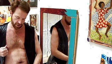Cockisthenics in and Out of a Leather Vest by Hairyartist