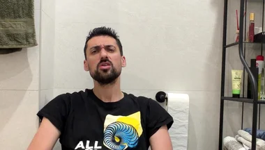 Hot Stepdaddy Jerking off Like Crazy in Public Bathroom
