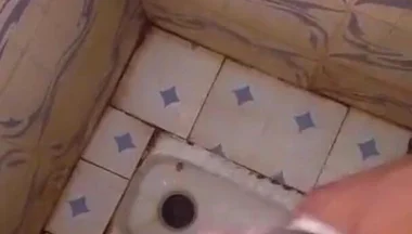 Masturbating Monster Cock in the Bathroom