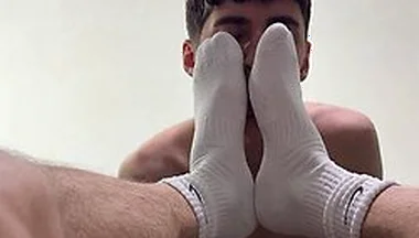 Pov: Friend Sniffs Socks And Gets Cum On Face