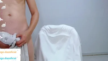 A Slim, Single Gay Man From Bucaramanga, Colombia, with a Huge, Circumcised Cock, Pulls Out His Massive Piece of Meat and Rubs It with Oil