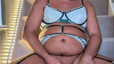 Cumming Hard on the Stairs