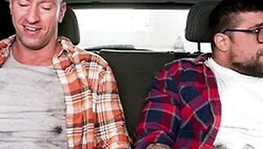Buddies Alex & Cam Crawford Fix Car Then Jerk Off In The Backseat Before Road Trip