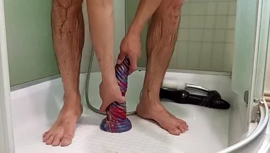 I Jump on a Big Dildo and Squirt From My Dick