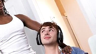 Gamer Ryan Jacobs & Roommate Jade Desire Turn Shoulder Massage Into Jerk Off Session