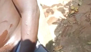 Massive and Hard 5 Minutes BBC Cumshot Behind Neighbors Outdoor Bathroom