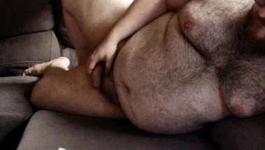 Fat Hairy Jerks off While Watching Porn