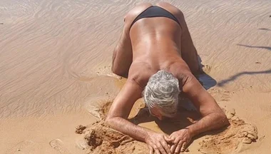 Ladysilva on the Beach in Very Sexy Panties Her Big Ass