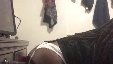 Black Male Booty Slides Thong to the Side Solo Anal Dildo Session
