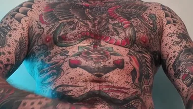 Tattooed Dom Worship Cumshot POV