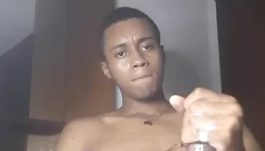 Webcam Stream BBC Sitting and Stroking Thick Black Cock with Lots of Saliva and Lube Black20one