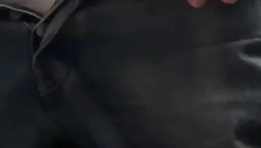 Amateur Straight Boy in Jeans Shorts with Big Hanging Balls Caught Pissing Hands Free