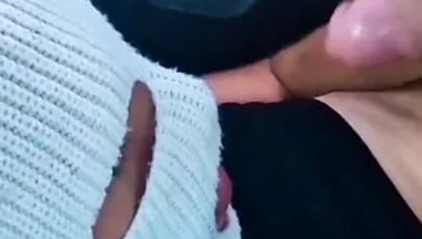 Self-sucking and Fucking a Tight Ass in a Taxi Driver's Car in Public