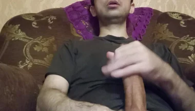 Hot Horny Guy Pumping Big Cock and and Squeezes the Juicy Balls
