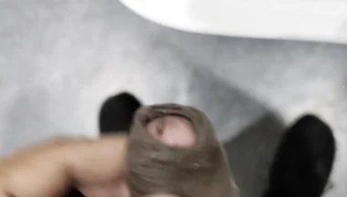 Playing with Cock in Public Toilet Not Cum