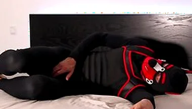 Horny Neoprene Puppy Humping And Teasing Himself In Wetsuit