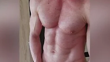 67 250lb Stud Getting Oiled, Flexing And Cumming Hard