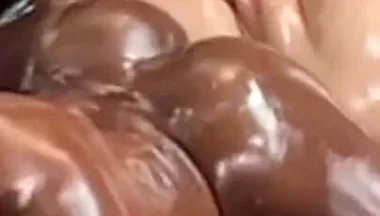 Interracial Bareback Oil Wrestling & Fucking