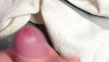 Exclusive: Guy Shows off His Legs and Cums on His Socks.
