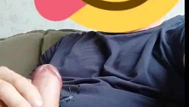 Me Gently Jerking My Hard and Smooth Cock Ending up In Creamy Cumshot Spilled onto T-Shirt