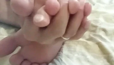 For Lovers of Men's Legs. Foot Massage with Cream.