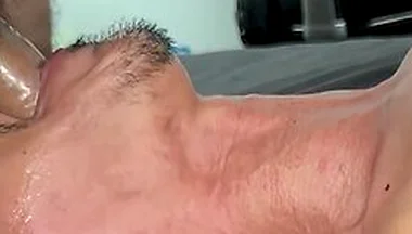 His Belly Bulges From Deepthroat Action As Load After Load Stretches Him Full Of Thick Seed