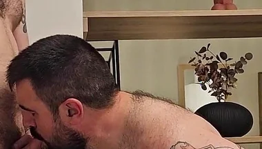 Hairy Bear Orgy Bareback-fucking a Chubby Hairy Guy