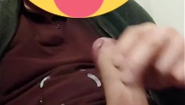 Me shooting a powerful high cumshot and then covering my t-shirt with cum