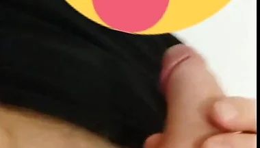 Glacing my black t-shirt with white creamy cum