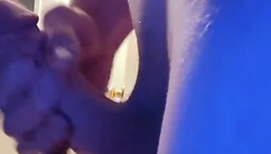 Skinny Boy With A Stomach Full Of Food Strokes His Cock Till He