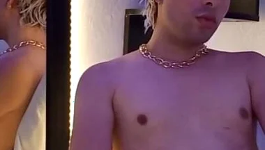 Blonde Hair Boy Jerking off in Cam and Cum Masive
