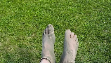 Barefoot Waiting for the Tide on the Beach