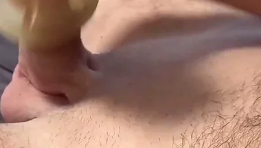 Flashlight Can Make You a Strong Orgasm, Look What It Looks Like in Deep Connection with Glans Massage, Until Huge Cum on Body