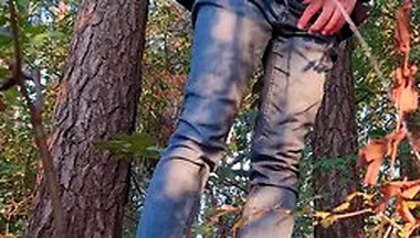 Guy Long Pissing In The Forest Under A Tree