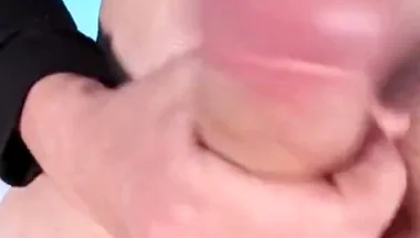 Your POV. Femboy Cums on Her Stockings Right in Front of Your Face