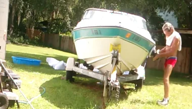 9-21-26 Cobras Buffing Out the Red Neck Boat Pool and Discussing a Clear Coat Foreasy Maintenance.
