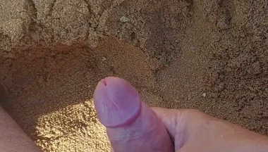 Ladysilva Masturbating His Cock on a Deserted Beach Until He Cums Hot