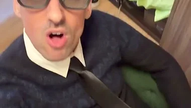 Stepdaddy Showing off Big Cock and Pissing