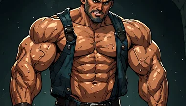 Erotic Ai Art Burly Men in Leather Harnesses
