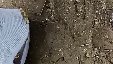 Making Socks Dirty in Slides - Used Socks and Slides and Uncut Soft Cock