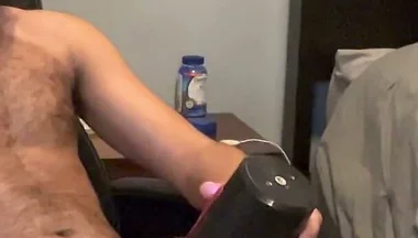 First Time Using Vibrating Masturbator Stroker