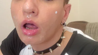 Femboy Sucking Dildo Got Whole Face Wet