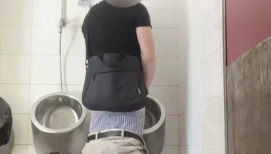 Amateur Straight Boy Trying to Get Caught at Public Urinal