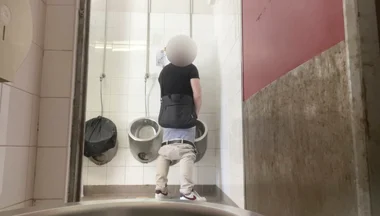Amateur Straight Boy Trying to Get Caught at Public Urinal