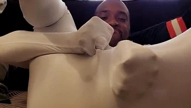 Kenniejai Plays in White Spandex Suit