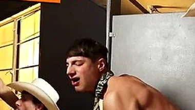 Cowboys Ryan Orion And Kane Fox Slips In The Bathroom To Fuck